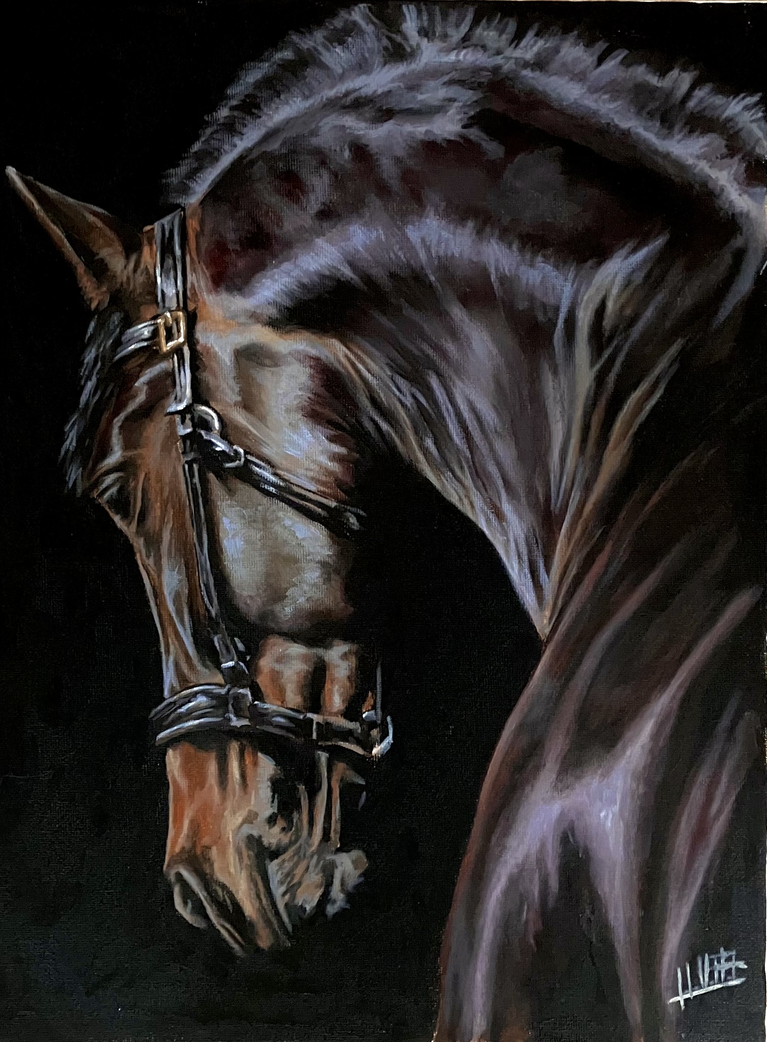 Indigo, original acrylic horse painting by Jose Urdiales